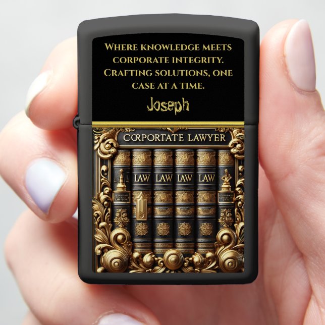 Elegant Law Books Showcasing Expertise Zippo Lighter (In Hand)