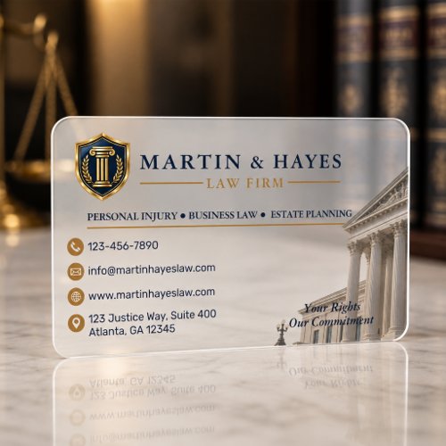 Elegant Law Firm Legal Services Clear Business Cards