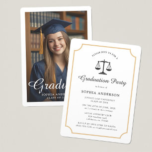 Elegant Law School Customizable Photo Graduation Invitation