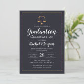 Elegant Law School Gold Justice Graduation Photo Invitation (Standing Front)