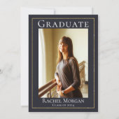 Elegant Law School Gold Justice Graduation Photo Invitation (Back)