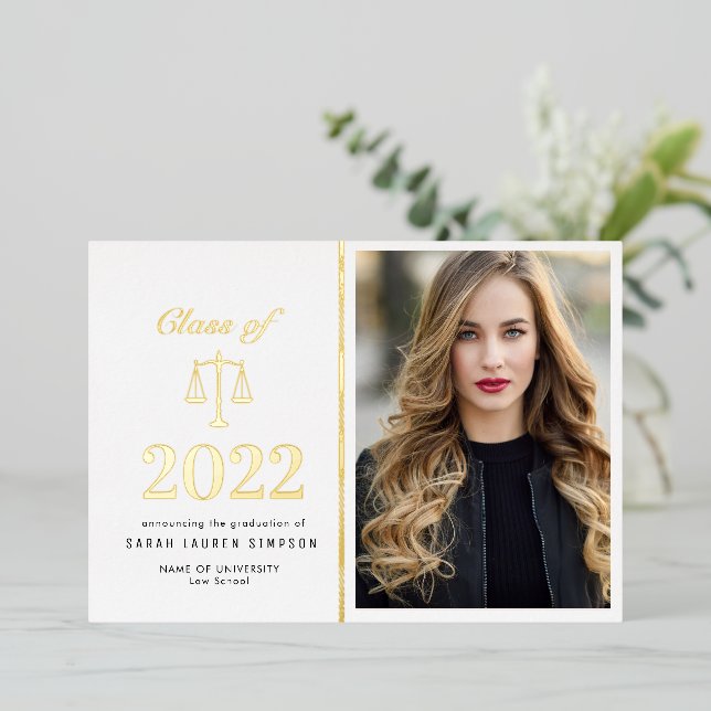elegant law school grad party foil invitation (Standing Front)