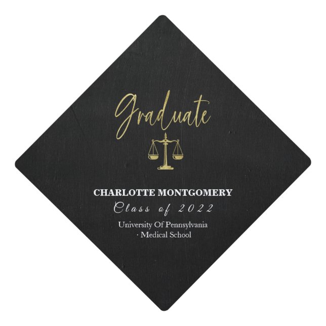 Elegant Law School Graduation Cap Topper (Front)