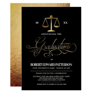 Elegant Law School Graduation Party Invitations