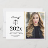 Elegant law school graduation photo announcement (Front)