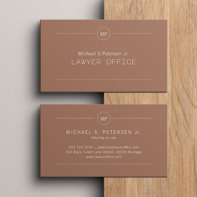 Elegant lawyer attorney at law monogrammed business card (Creator Uploaded)