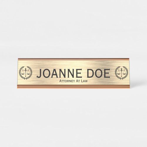 Elegant Lawyer Attorney Scales Of Justice Desk Name Plate