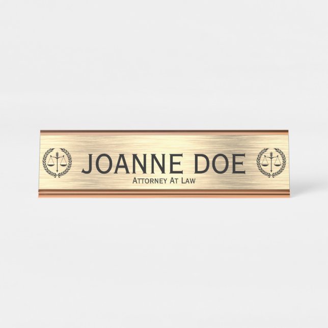Elegant Lawyer Attorney Scales Of Justice Desk Name Plate (Front)