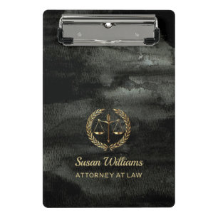 Elegant lawyer black and gold aquarel mini clipboard