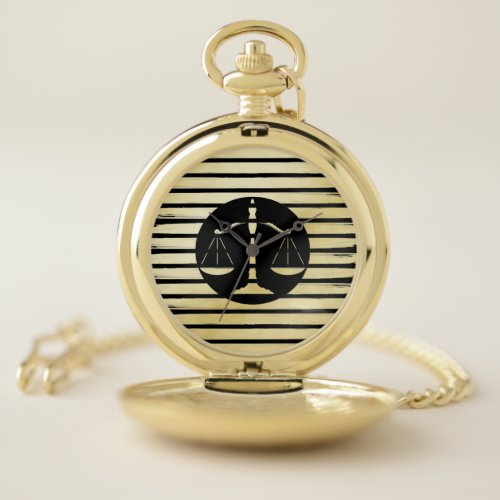 Elegant lawyer black gold foil paint striped pocket watch