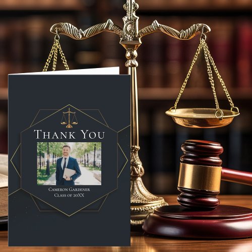 Elegant Lawyer Photo Law School Graduation Thank You Card