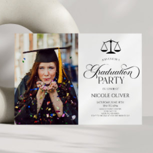Elegant Lawyer Scale Custom Picture Graduation Invitation