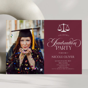 Elegant Lawyer Scale Custom Picture Graduation Invitation