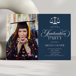 Elegant Lawyer Scale Custom Picture Graduation Invitation