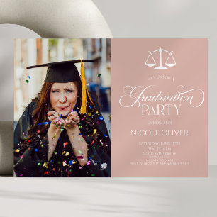 Elegant Lawyer Scale Custom Picture Graduation Invitation