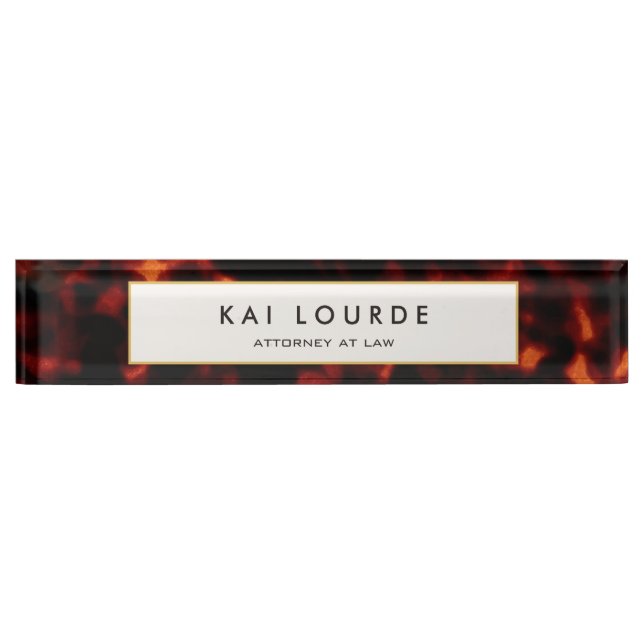  Elegant Lawyer Tortoiseshell Desk Name Plate (Front)