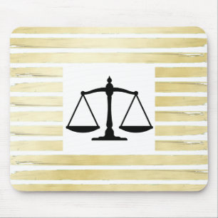 Elegant lawyer white gold foil paint striped mouse pad