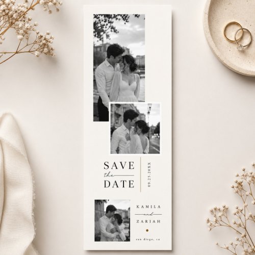 Elegant Layered Photo Wedding Save The Date Bookmarks
