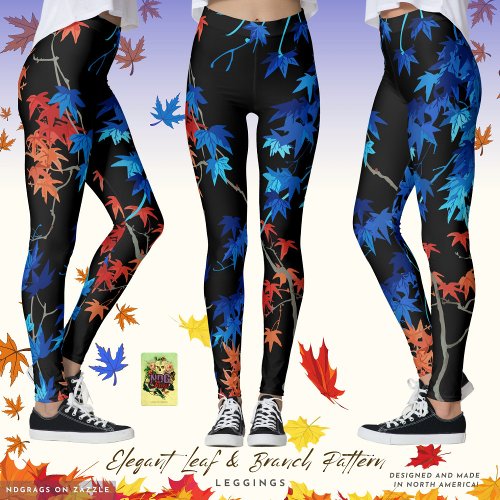 Elegant Leaf and Branch Pattern Leggings