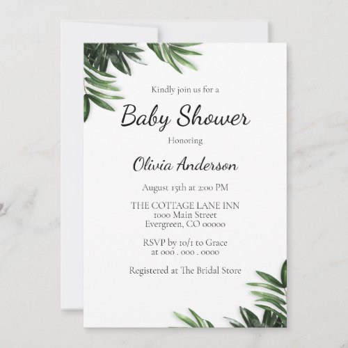 Elegant Leaf Baby Shower Invitation