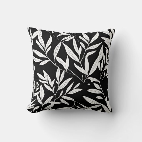 Elegant Leaf botanical print throw pillow