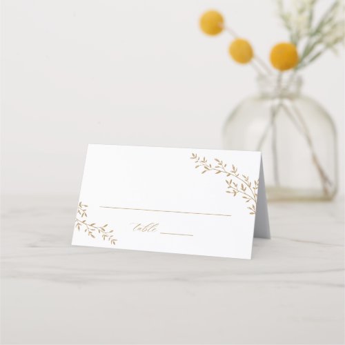 Elegant Leaf Branch Botanical Gold Wedding Table Place Card