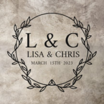 Elegant Leaf Circle Names And Date Wedding Floor