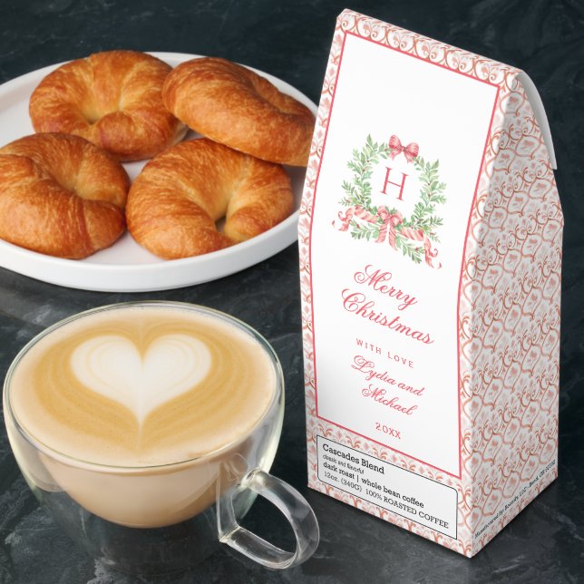 Elegant Leaf Crest Monogram  Roasted Coffee (Breakfast)