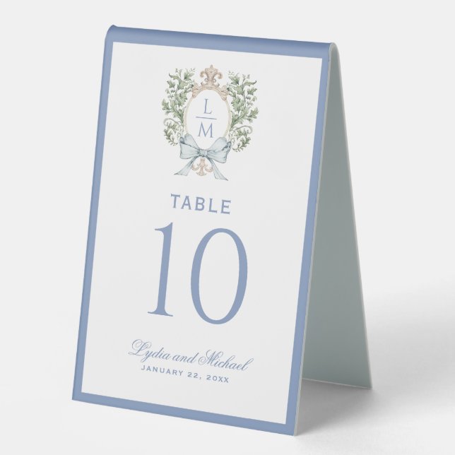 Elegant Leaf Crest Table Number Tent (Front)