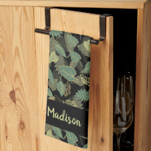Elegant Leaf Design Botanical Kitchen Towel