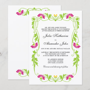 Elegant Leaf Florals and Swirls Invitation