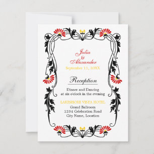 Elegant Leaf Florals and Swirls Reception Cards