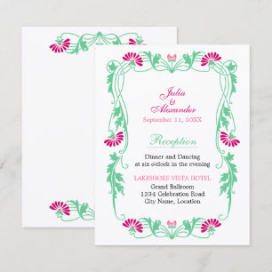 Elegant Leaf Florals and Swirls Reception Cards