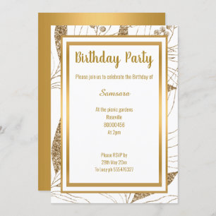 ELEGANT LEAF LAYER GOLD ALL OCCASION BIRTHDAY INVITATION
