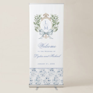 Elegant Leaf Monogram Crest Retractable Banner