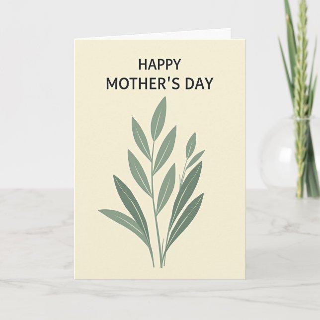 Elegant Leaf Mothers Day Card (Front)