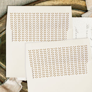 Elegant Leaf Pattern Gold White Wedding Envelope Liner