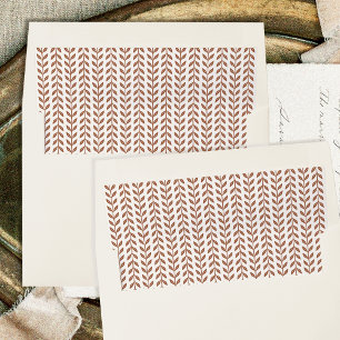 Elegant Leaf Pattern Terracotta Cream Wedding Envelope Liner