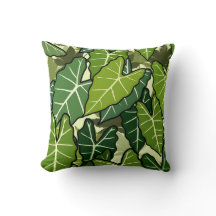 Elegant Leaf Print Throw Pillow