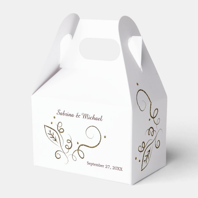 Elegant Leaf Swirl Wedding Favor Box (Front Side)
