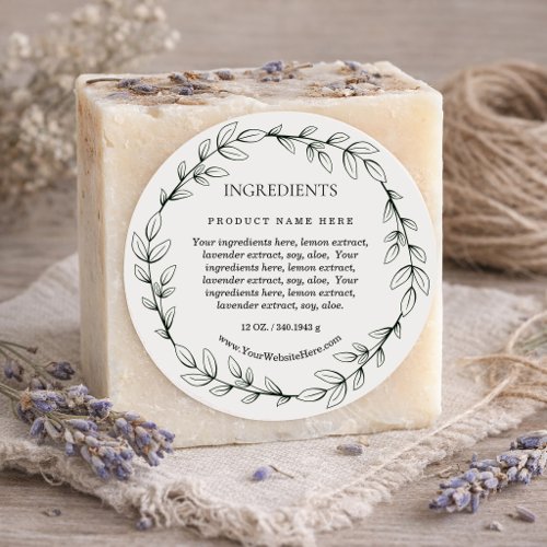 Elegant Leaf Wreath Ingredients Product Label