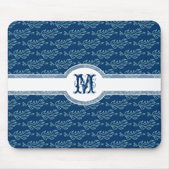 Elegant Leafy Art Nouveau Arts and Crafts Pattern Mouse Pad (Front)