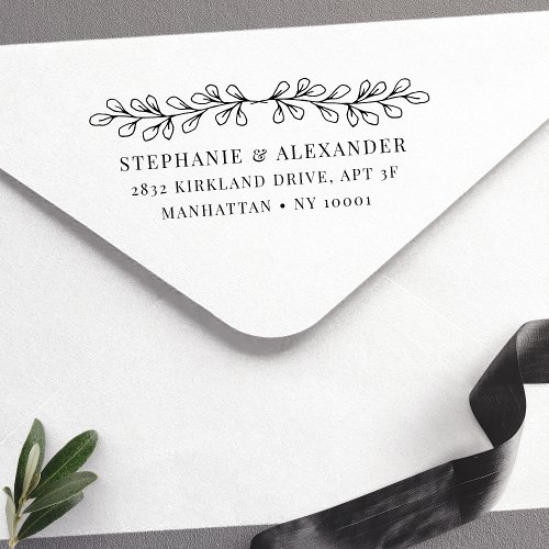 Elegant Leafy Botanical Self-Inking Stamp