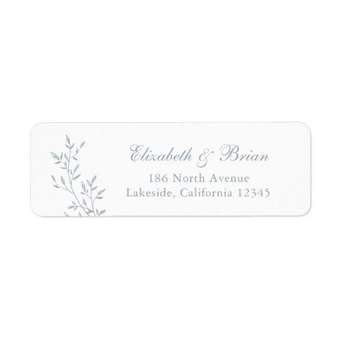 Elegant Leafy Branch Blue Script Wedding Address Label