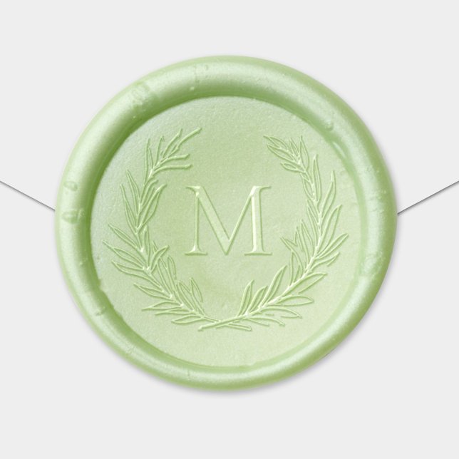 Elegant Leafy Crest Initial Monogram Wax Seal Sticker (Creator Uploaded)