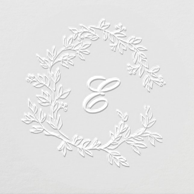 Elegant Leafy Crest Monogrammed Initials Wedding Embosser (Design)