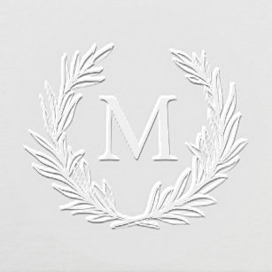 Elegant Leafy Crest Personalized Monogram Initial Embosser
