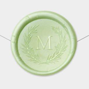 Elegant Leafy Crest Personalized Monogram Initial Wax Seal Sticker