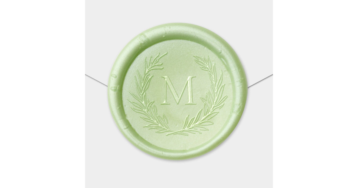 Leaf Circle Double Initials Wedding Custom Self-Adhesive Wax Seal Stickers  - Personalized Elegance for Invitations, Favors, and More
