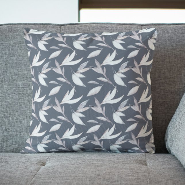 Elegant Leafy Gray Modern Botanical  Throw Pillow (Creator Uploaded)